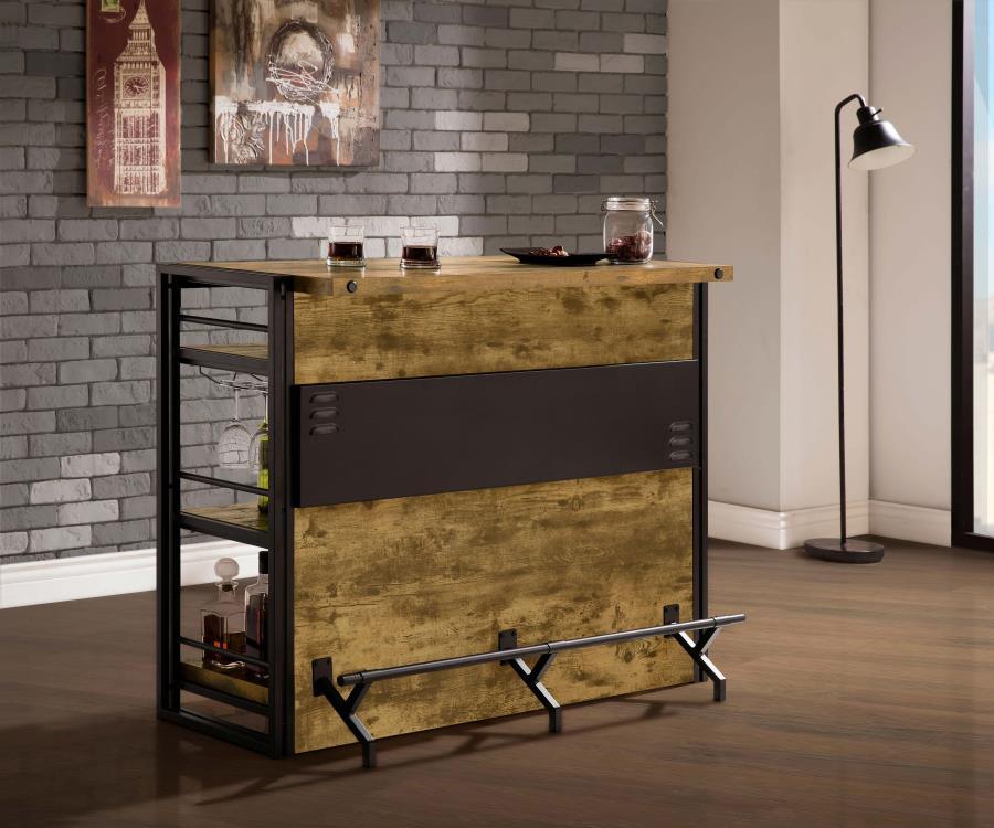 Renaldi - Bar Unit With Stemware Rack - Brown