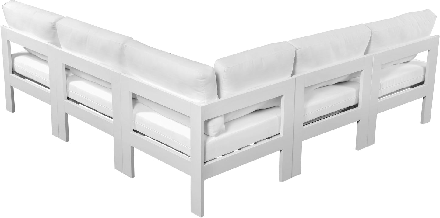 Nizuc - Outdoor Patio Modular Sectional 5 Piece - White - Fabric - Modern & Contemporary