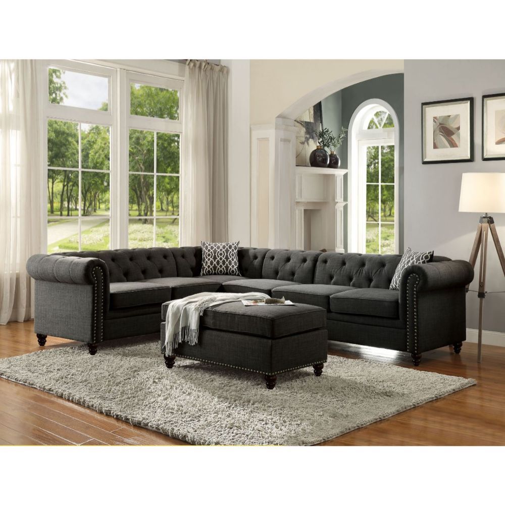 Aurelia II - Sectional Sofa - Charcoal Linen