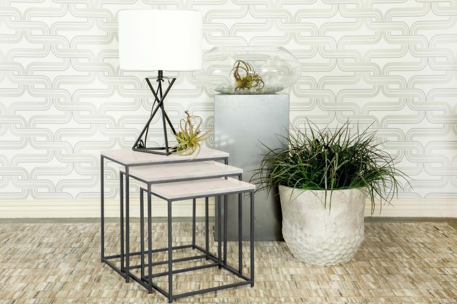 Caine - 3 Piece Marble Top Nesting Tables - White