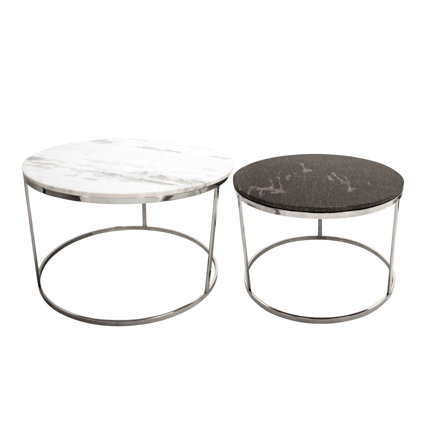 Metal / Marble Coffee Table (Set of 2) - Silver