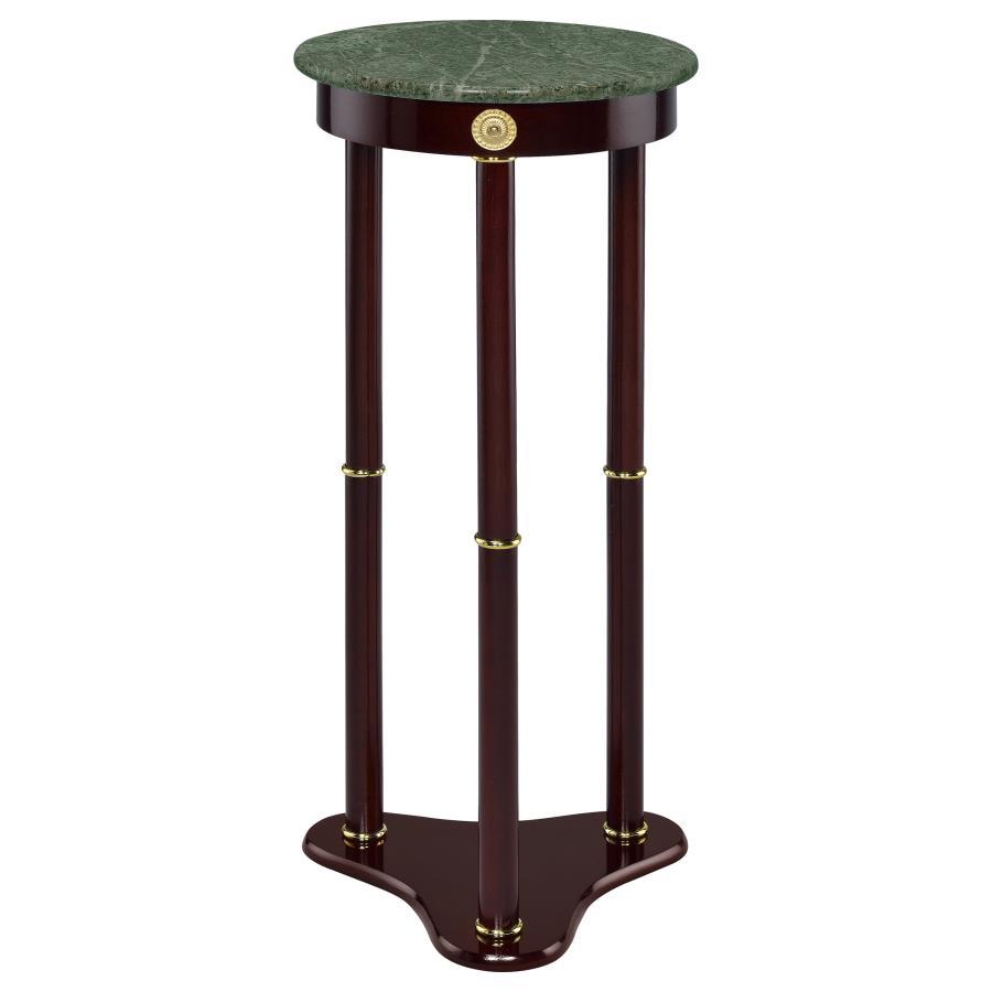 Edie - Round Marble Top Accent Table - Brown