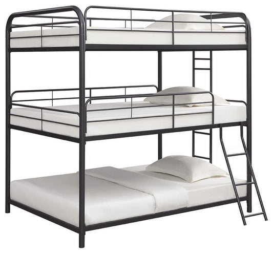 Garner - Triple Triple Full Bunk Bed With Ladder - Gray