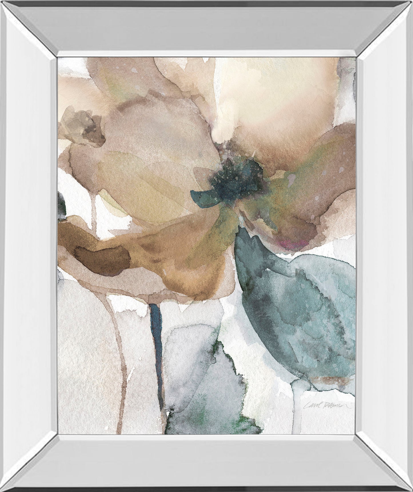 Watercolor Poppy I By Carol Robinson - Mirror Framed Print Wall Art - Beige