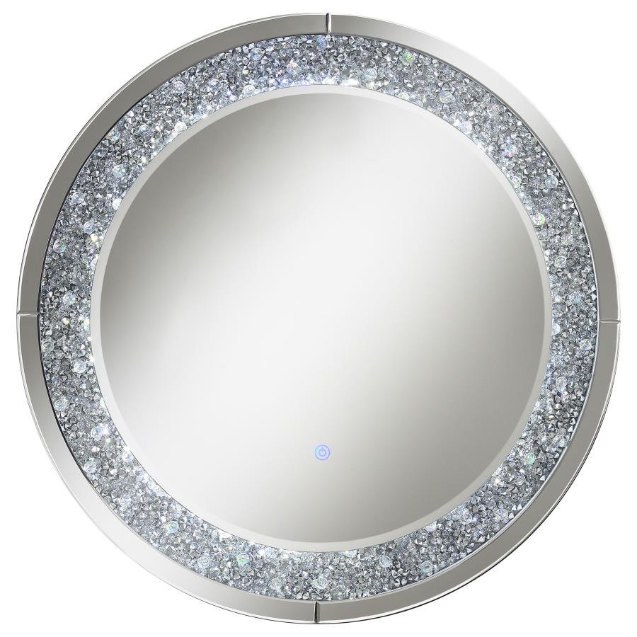 Lixue - Round Wall Mirror With Led Lighting - Pearl Silver