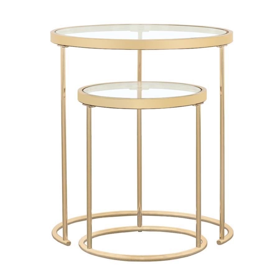 Maylin - 2-piece Round Glass Top Nesting Tables - Yellow