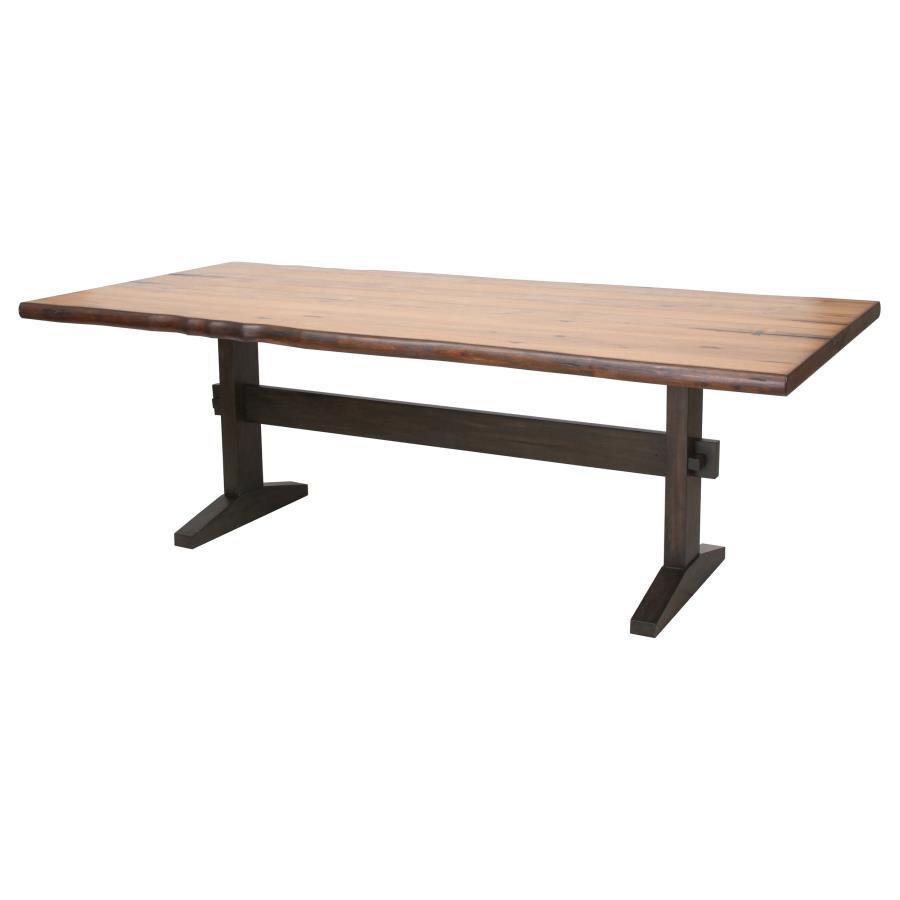 Bexley - Live Edge Trestle Dining Table - Brown