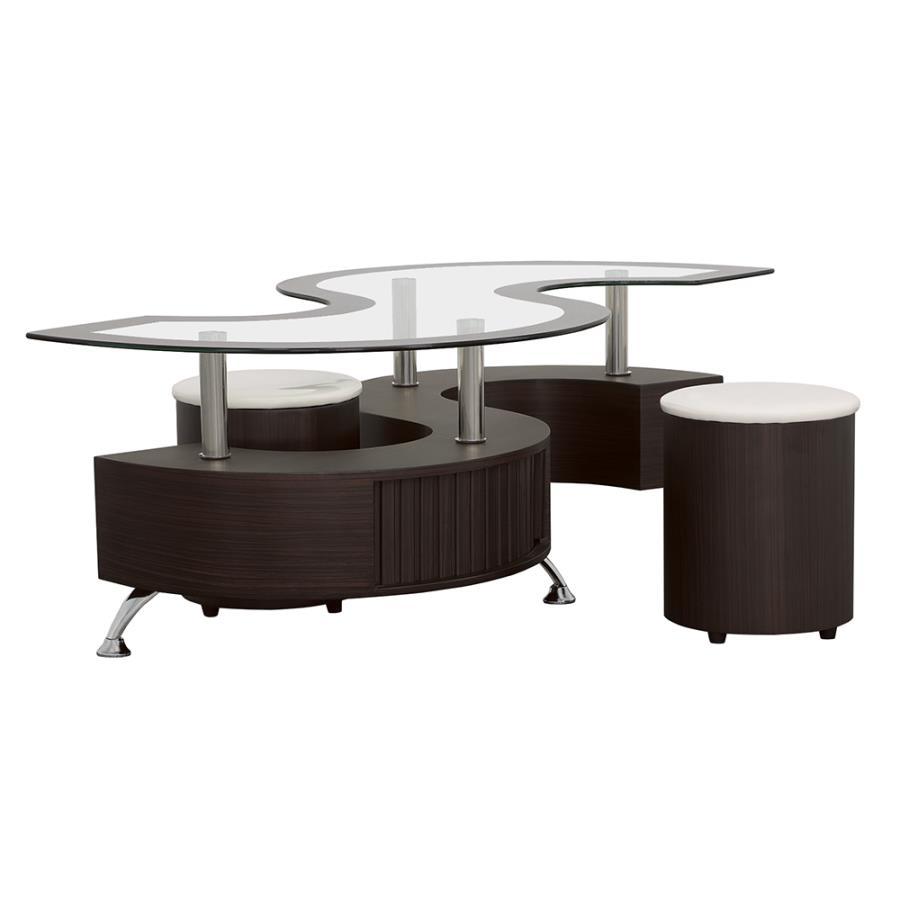 Buckley - 3 Piece Coffee Table And Stool Set - Black