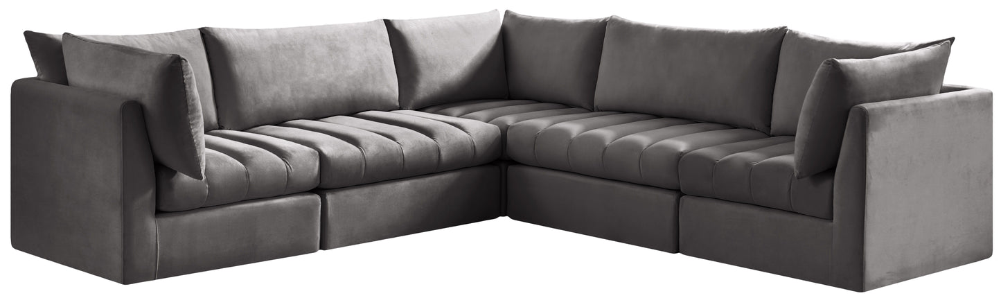 Jacob - Modular Sectional 5 Piece - Grey - Fabric