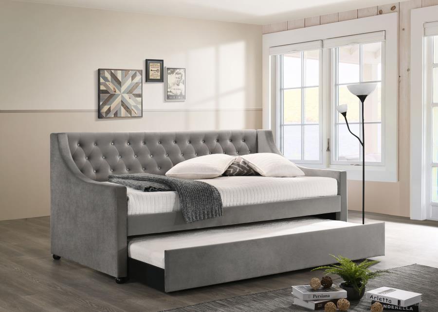 Chatsboro - Twin Upholstered Day Bed With Trundle - Gray