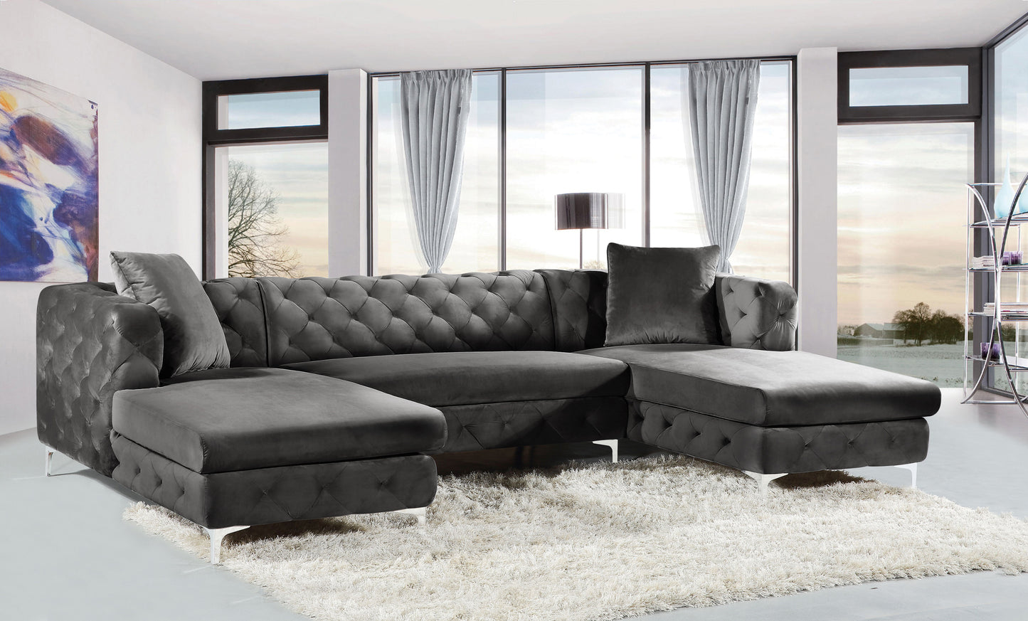 Gail Velvet- 3 Piece Sectional