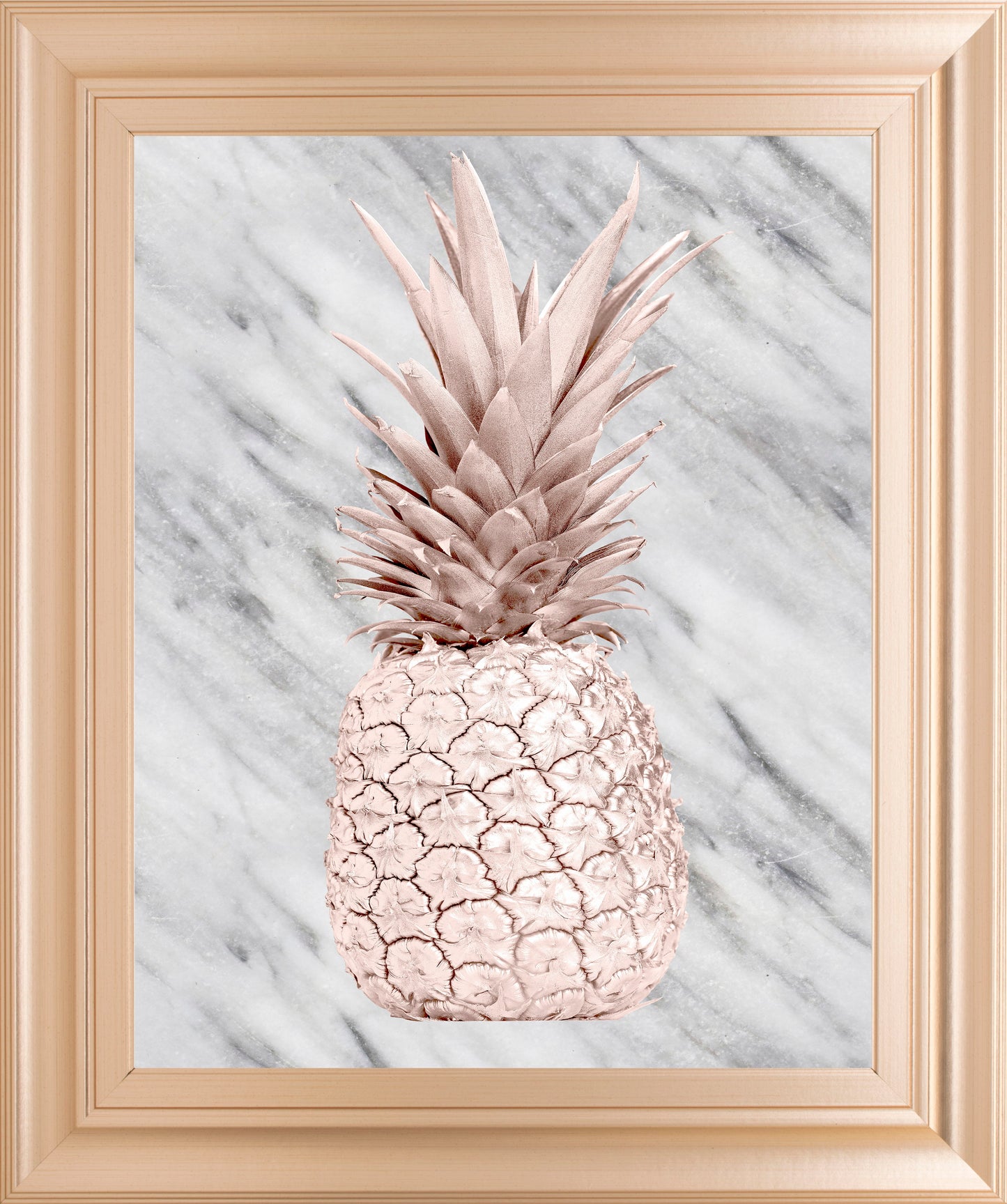 Rose Gold Pineapple On Gray Marble By Nature Magick - Framed Print Wall Art
