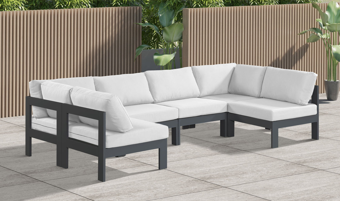 Nizuc - Outdoor Patio Modular Sectional 6 Piece - White - Fabric