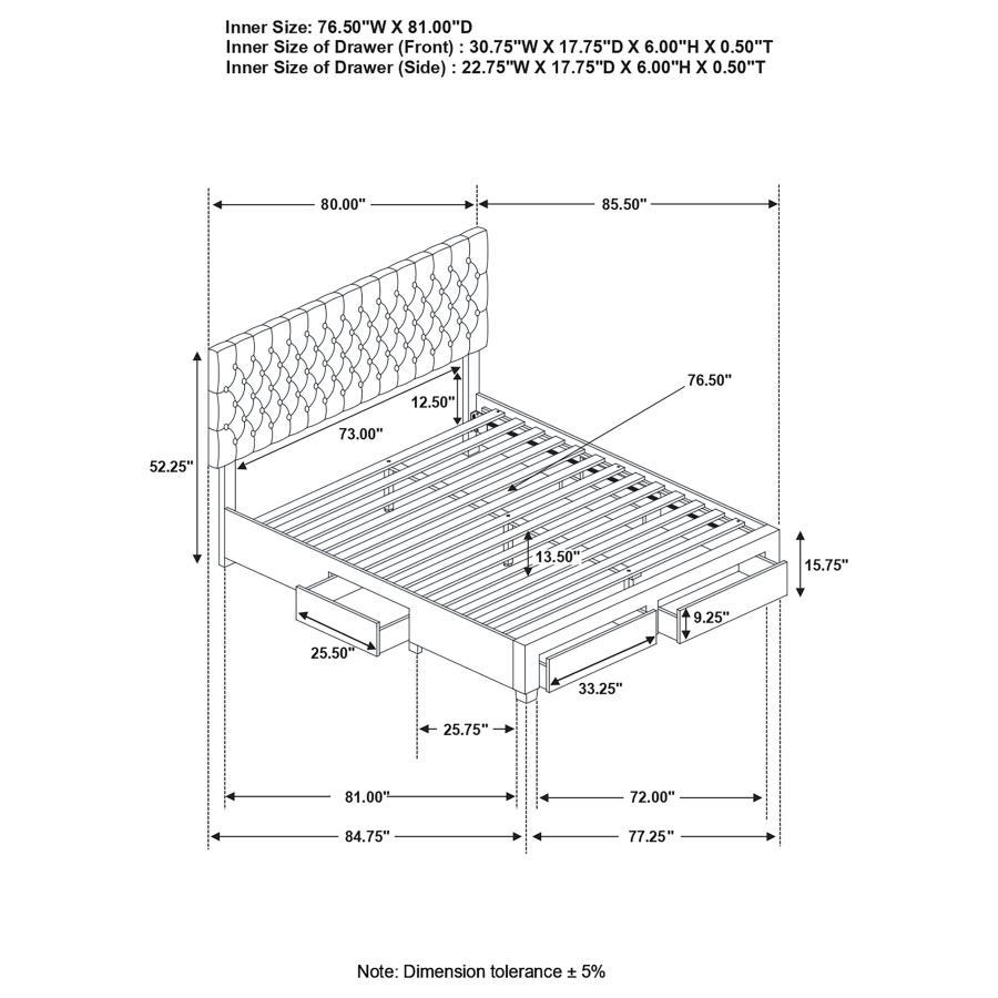 Shelburne - 4-drawer Button Tufted Storage Bed