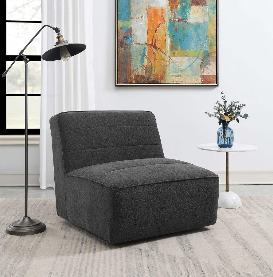 Swivel Armless Chair - Black