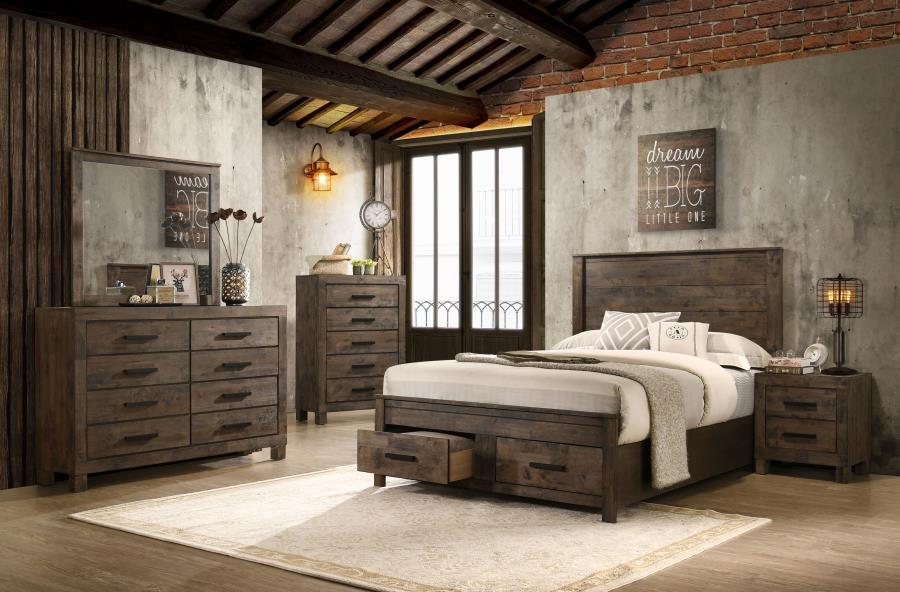 Woodmont - 5 Piece Eastern King Platform Bedroom Set - Brown