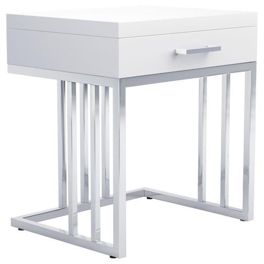 Dalya - 1-Drawer Rectangular End Table - White