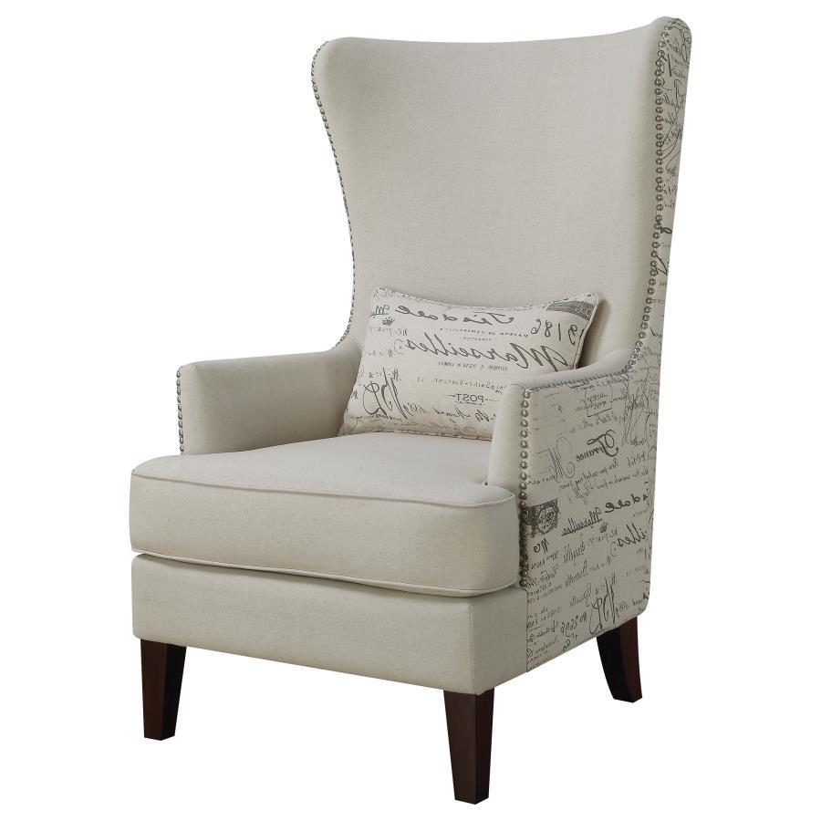 Pippin - Curved Arm High Back Accent Chair - Beige