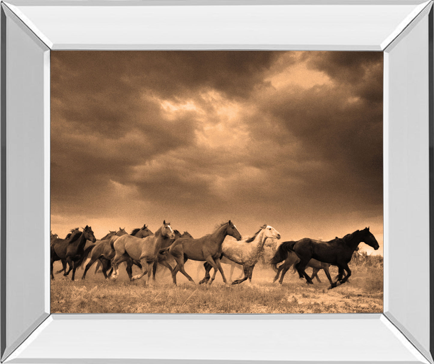 Remuda #6 By Jahiel - Mirror Framed Photo Print Wall Art - Dark Brown