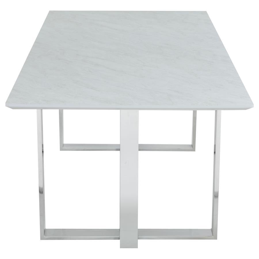 Annika - Rectangular Glass Top Dining Table - White