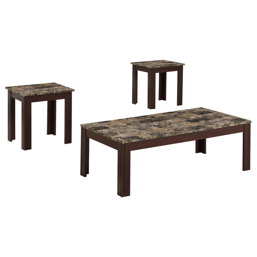 Coaster - 3-piece Faux-marble Top Occasional Table Set