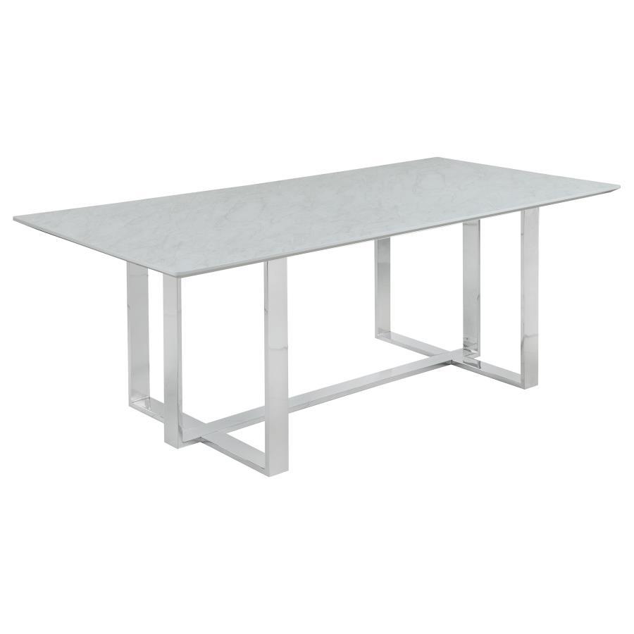 Annika - Rectangular Glass Top Dining Table - White