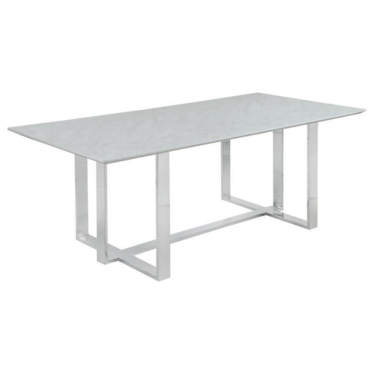 Annika - Rectangular Glass Top Dining Table - White