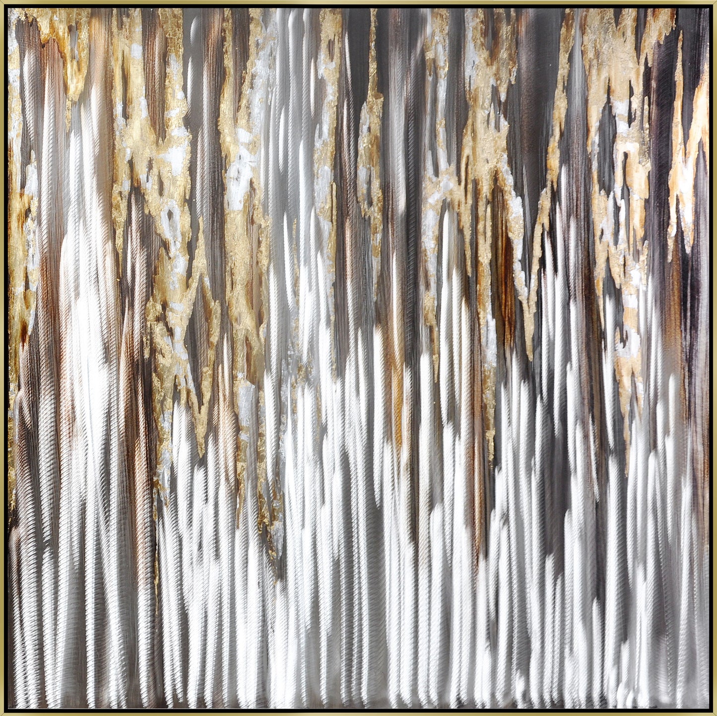 Hand Painted Textured Aluminum With Foil In Frame