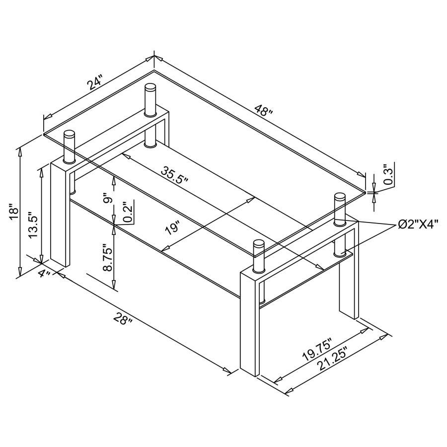 Dyer - Coffee Table With Shelf - Black