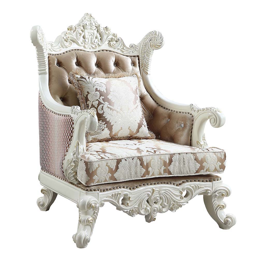 Vanaheim - Chair - Fabric & Antique White Finish