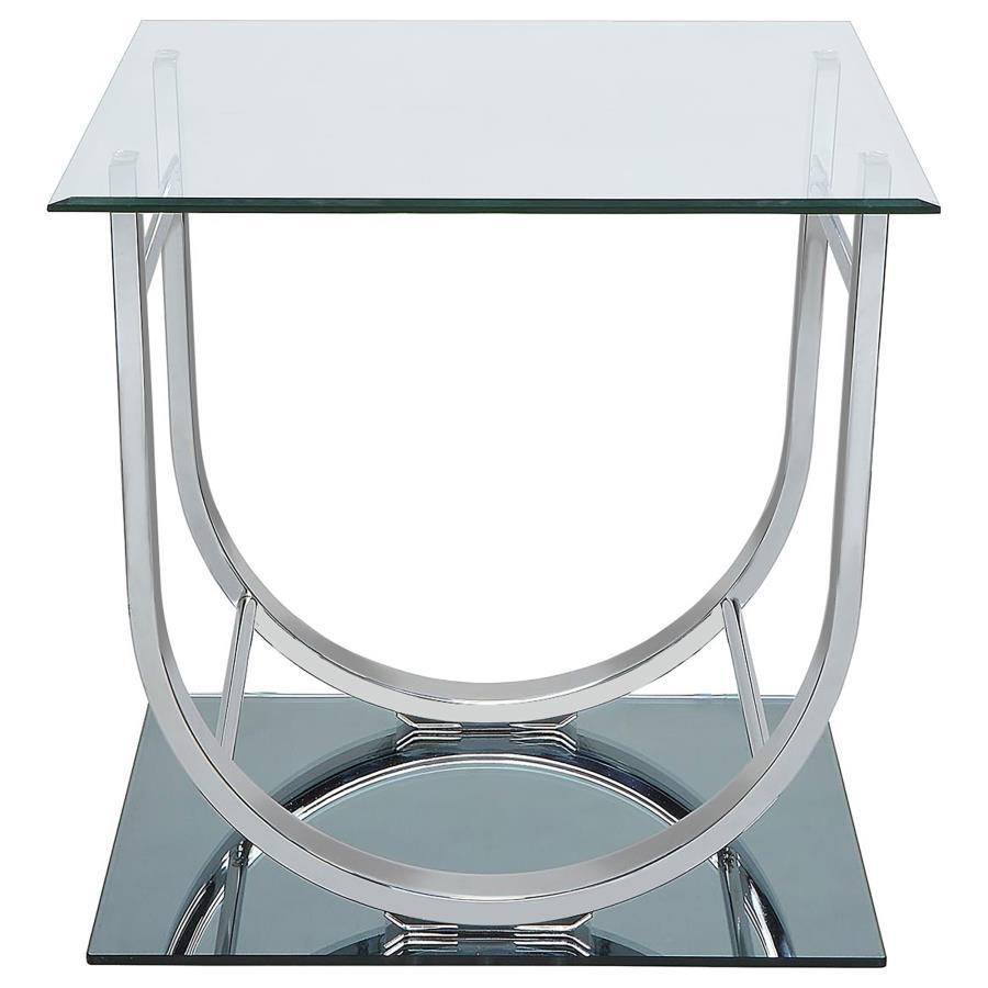 Danville - U-shaped End Table - Pearl Silver