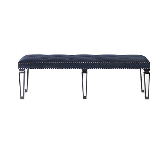 Varian II - Bench - Black Velvet & Black & Sliver Finish