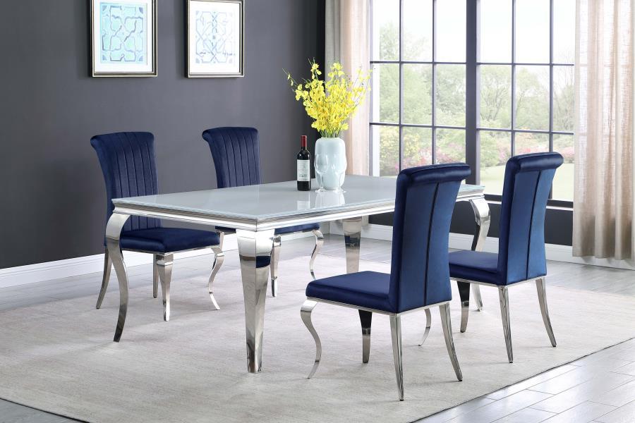 Carone - 5 Piece Dining Room Set - Blue - Steel