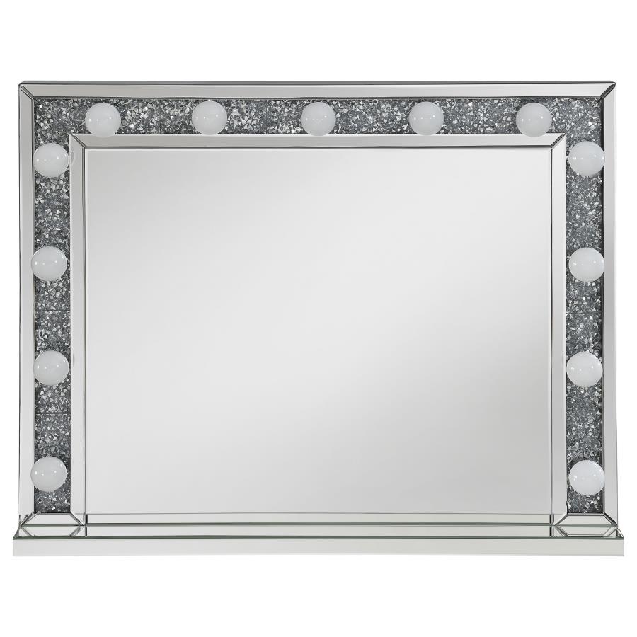 Wilmer - Rectangular Table Mirror With Lighting - Pearl Silver