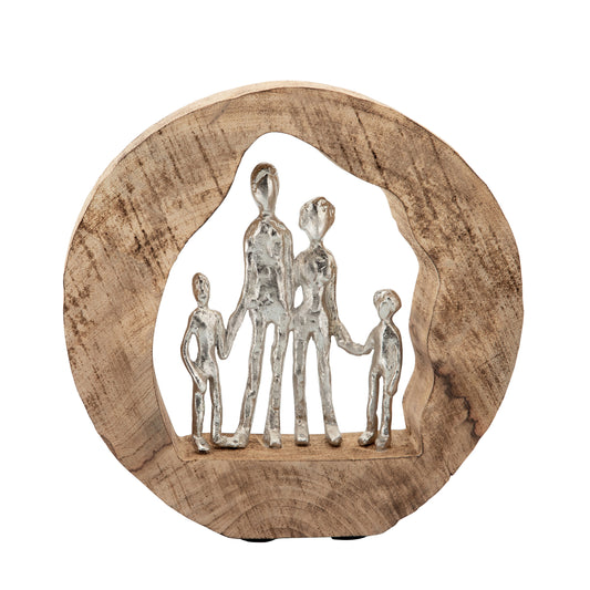 Aluminum Family In Mango Wood - Silver / Brown