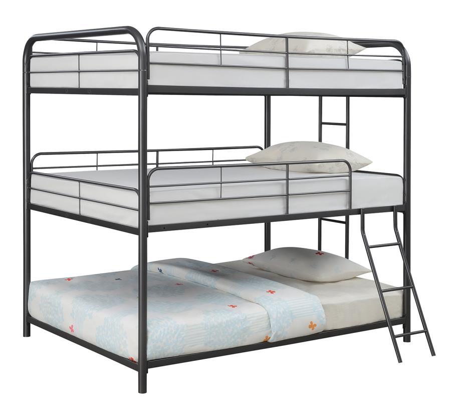 Garner - Triple Triple Full Bunk Bed With Ladder - Gray