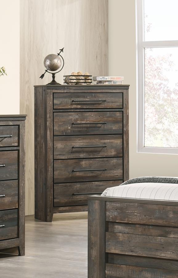 Ridgedale - 5-Drawer Chest - Weathered Dark Brown