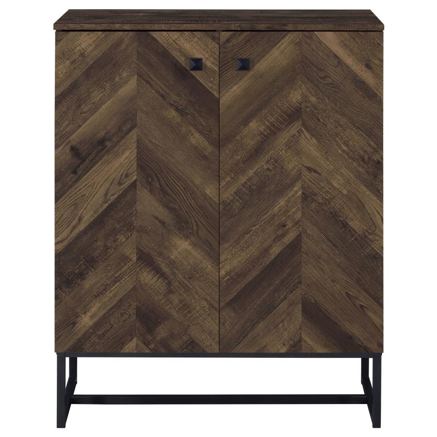 Carolyn - Accent Cabinet With Classic Herringbone - Pattern - Brown