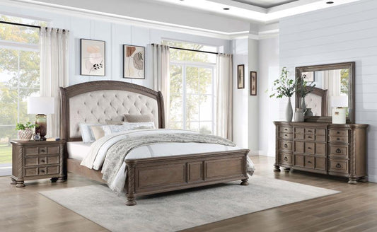 4 Piece Eastern King Bed Set - Dark Brown