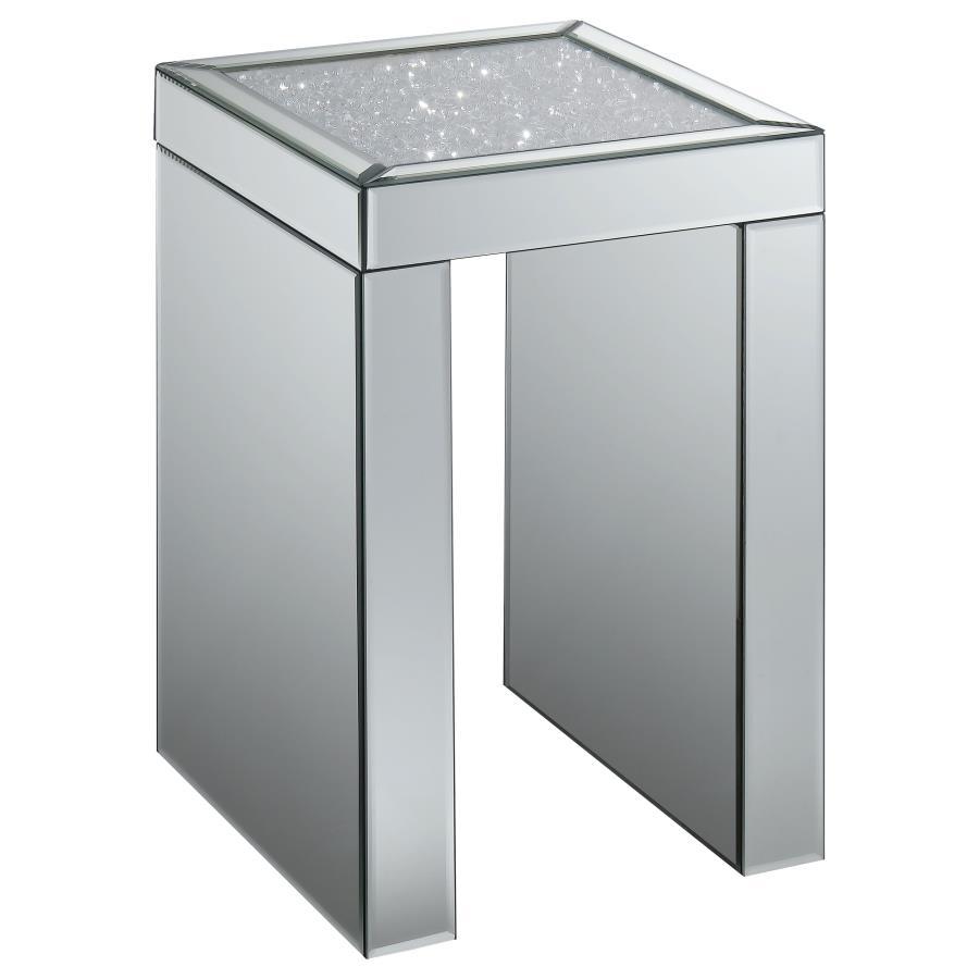 Audrey - Square Chair Side Table - Pearl Silver