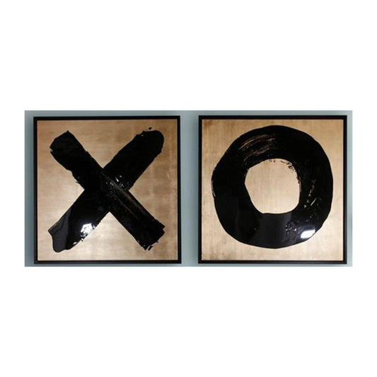 95" x 47" (Set of 2) Hand Painted X And O Frames - Gold/Black