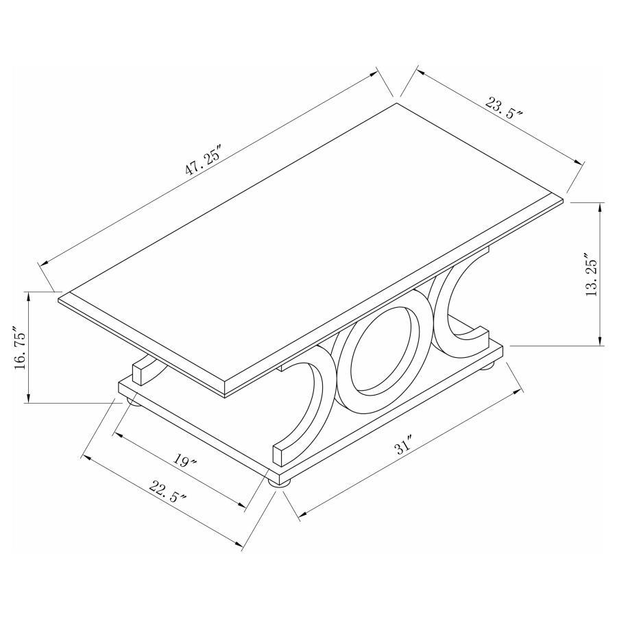 Shelly - C-shaped Base Coffee Table - Brown