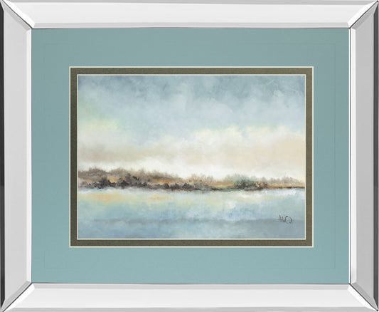 Calm Horizon By Tita Quintero - Mirror Framed Print Wall Art - Blue