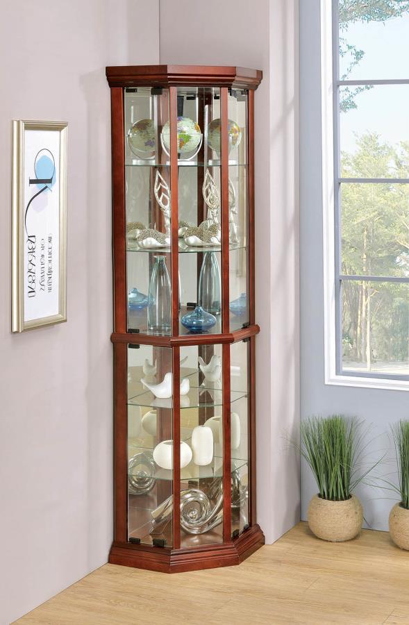 Appledale - 6-Shelf Transitional Corner Curio Cabinet - Brown