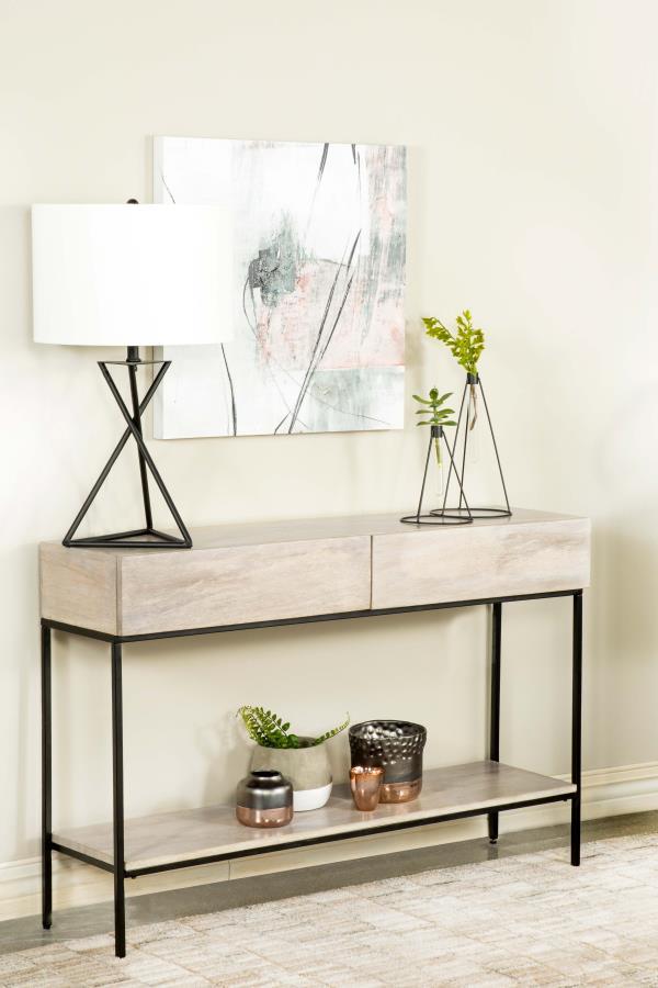 Rubeus - Console Table With Bottom Shelf - Beige