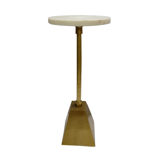 Metal 23" Round Drink Table - Gold / White