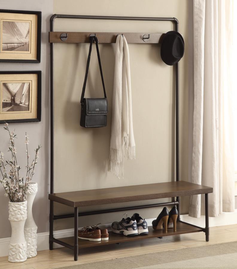 Alise - Hall Tree With 5 Coat Hooks - Brown