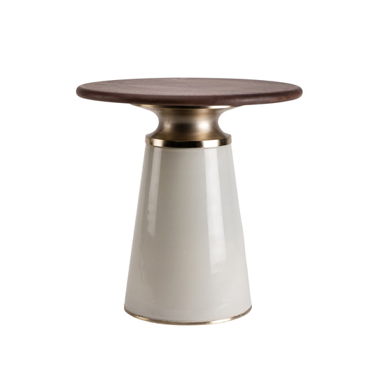 Wooden Top Nebular Side Table 18" - Cream