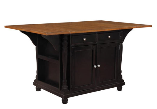 Slater - 2-Drawer Kitchen Island With Drop Leaves - Brown and Black