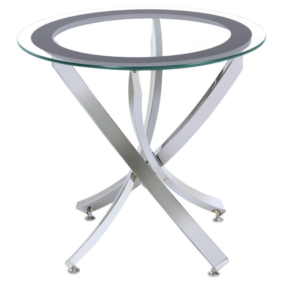 Brooke - Glass Top End Table - Pearl Silver